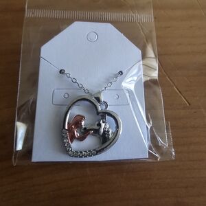 Heart Horse Pendant Necklace with Rose Gold and Silver Accents